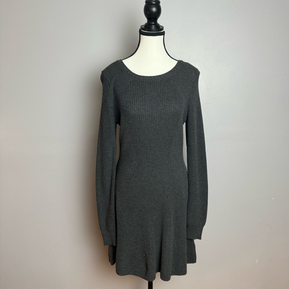Anthropologie Ruby Moon gray knit long sleeve sweater skater dress size m - Picture 2 of 11